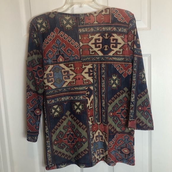 Chaps Denim 3/4 Sleeve Blouse with Ruffle V-Neck   Size XL - Picture 7 of 7